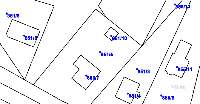Parcela st. 851/5 v KÚ Rýnovice, Katastrální mapa