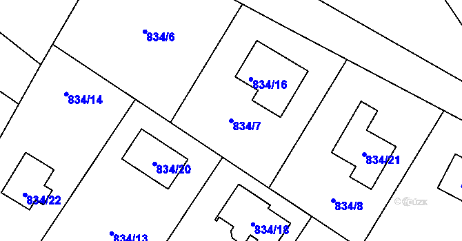 Parcela st. 834/7 v KÚ Rýnovice, Katastrální mapa