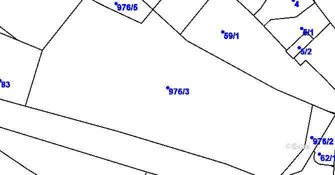 Parcela st. 976/3 v KÚ Rýnovice, Katastrální mapa
