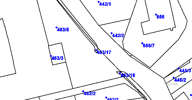 Parcela st. 463/17 v KÚ Rýnovice, Katastrální mapa