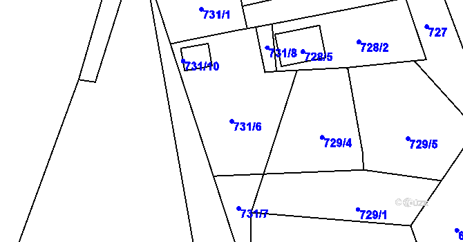 Parcela st. 731/6 v KÚ Rýnovice, Katastrální mapa