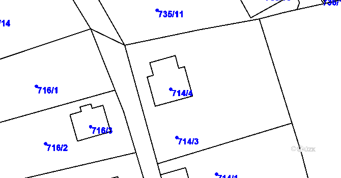 Parcela st. 714/4 v KÚ Rýnovice, Katastrální mapa