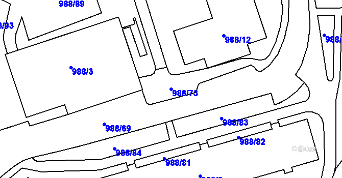 Parcela st. 988/73 v KÚ Rýnovice, Katastrální mapa