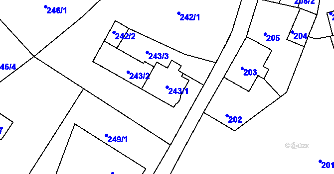 Parcela st. 243/1 v KÚ Rýnovice, Katastrální mapa