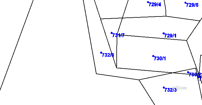 Parcela st. 732/6 v KÚ Rýnovice, Katastrální mapa