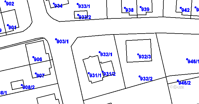 Parcela st. 932/1 v KÚ Rýnovice, Katastrální mapa