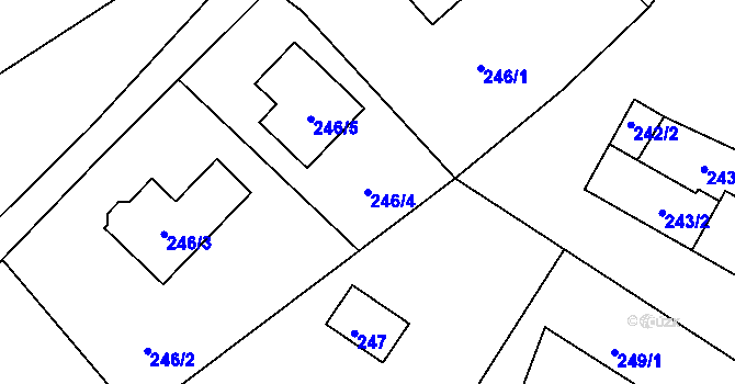 Parcela st. 246/4 v KÚ Rýnovice, Katastrální mapa