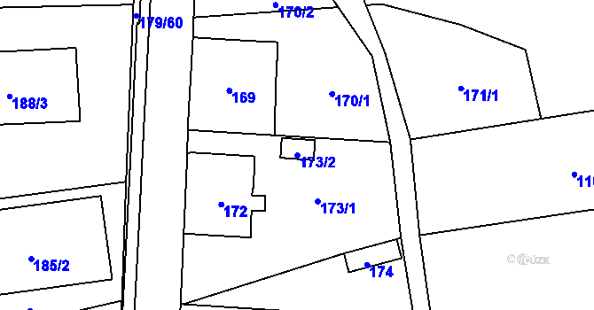 Parcela st. 173/2 v KÚ Rýnovice, Katastrální mapa