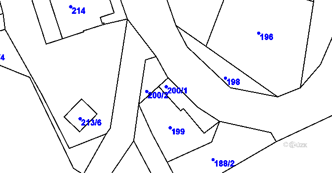 Parcela st. 200/1 v KÚ Rýnovice, Katastrální mapa