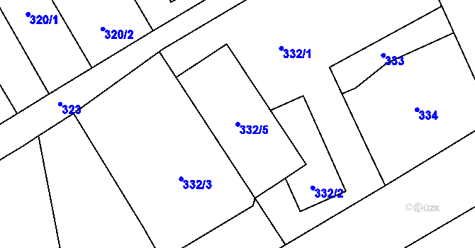 Parcela st. 332/5 v KÚ Rýnovice, Katastrální mapa