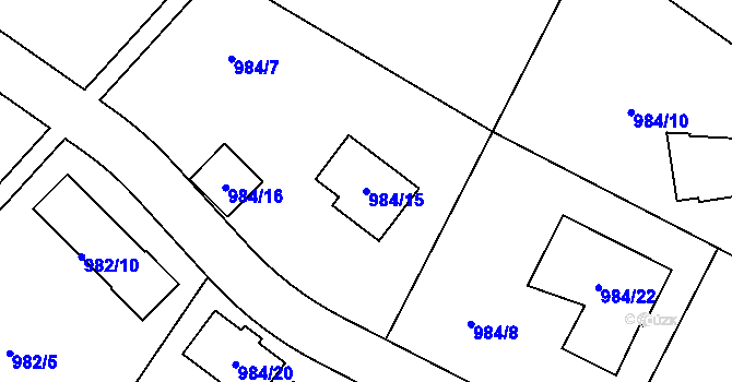 Parcela st. 984/15 v KÚ Rýnovice, Katastrální mapa