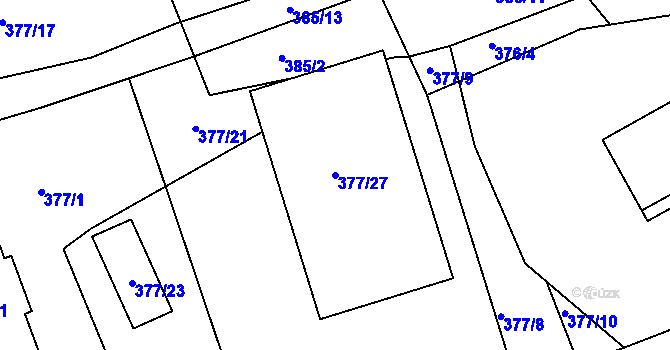Parcela st. 377/27 v KÚ Rýnovice, Katastrální mapa