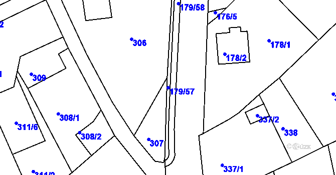 Parcela st. 179/57 v KÚ Rýnovice, Katastrální mapa