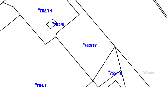 Parcela st. 752/17 v KÚ Rýnovice, Katastrální mapa