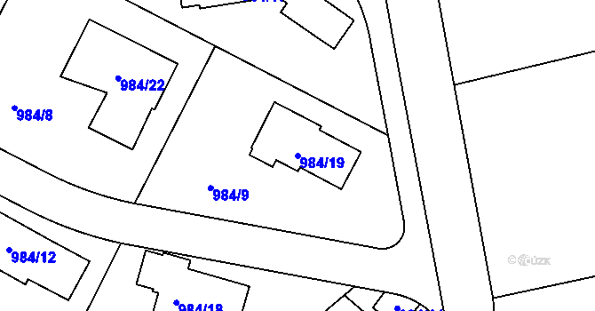Parcela st. 984/19 v KÚ Rýnovice, Katastrální mapa