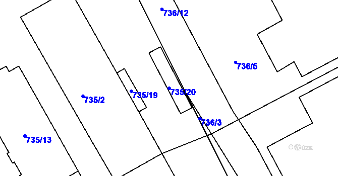 Parcela st. 735/20 v KÚ Rýnovice, Katastrální mapa