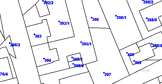 Parcela st. 395/1 v KÚ Rýnovice, Katastrální mapa