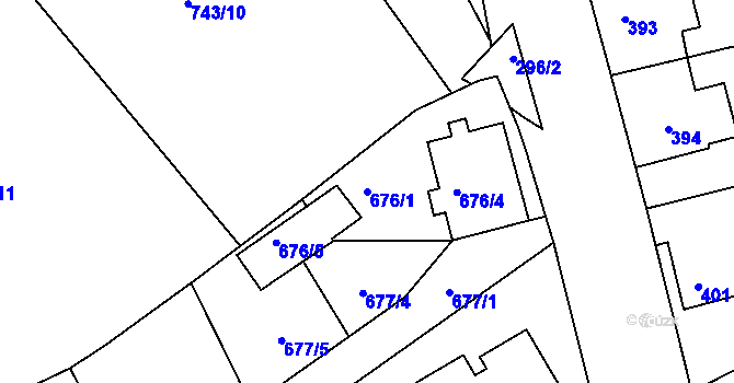 Parcela st. 676/1 v KÚ Rýnovice, Katastrální mapa