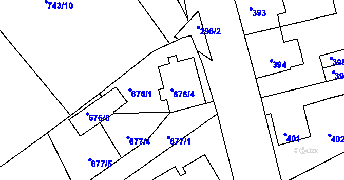 Parcela st. 676/4 v KÚ Rýnovice, Katastrální mapa