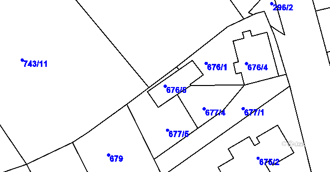 Parcela st. 676/5 v KÚ Rýnovice, Katastrální mapa