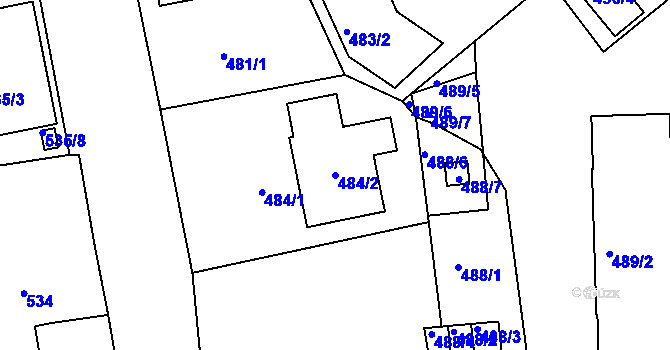 Parcela st. 484/2 v KÚ Rýnovice, Katastrální mapa