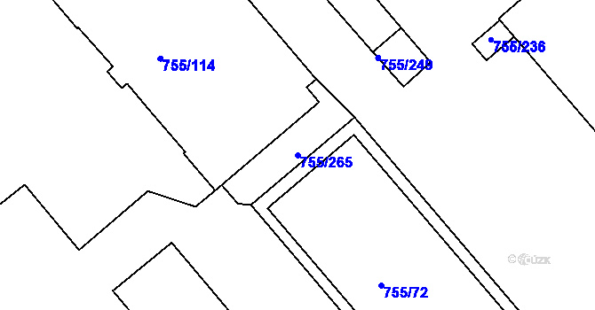 Parcela st. 755/265 v KÚ Rýnovice, Katastrální mapa