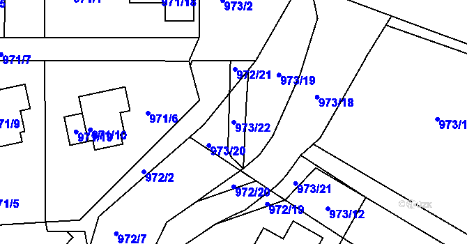 Parcela st. 973/22 v KÚ Rýnovice, Katastrální mapa