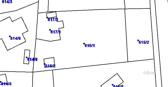 Parcela st. 616/1 v KÚ Rýnovice, Katastrální mapa