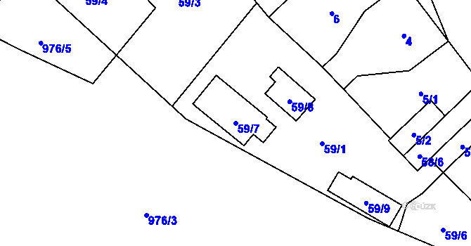 Parcela st. 59/7 v KÚ Rýnovice, Katastrální mapa
