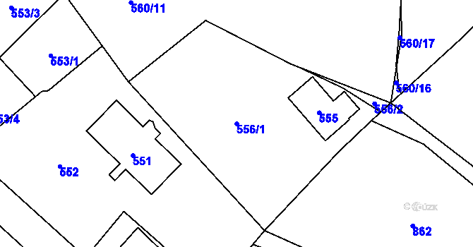 Parcela st. 556/1 v KÚ Lukášov, Katastrální mapa