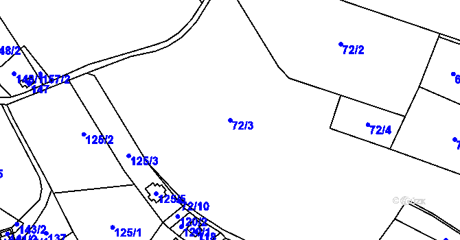 Parcela st. 72/3 v KÚ Lukášov, Katastrální mapa