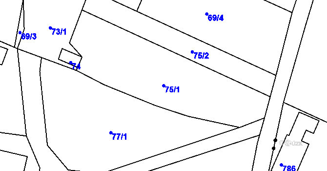 Parcela st. 75/1 v KÚ Lukášov, Katastrální mapa