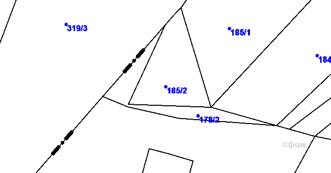 Parcela st. 185/2 v KÚ Lukášov, Katastrální mapa