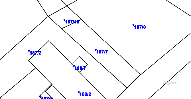 Parcela st. 187/7 v KÚ Lukášov, Katastrální mapa
