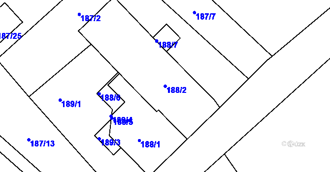 Parcela st. 188/2 v KÚ Lukášov, Katastrální mapa