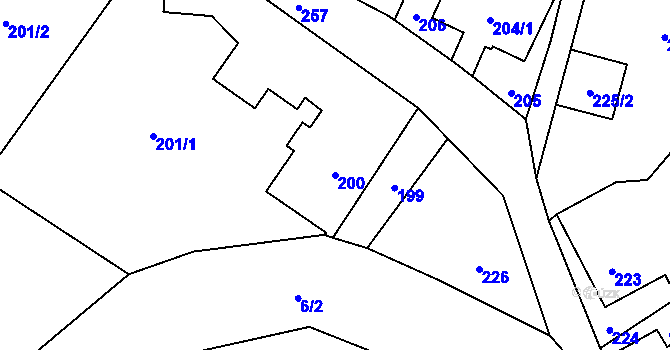 Parcela st. 200 v KÚ Lukášov, Katastrální mapa