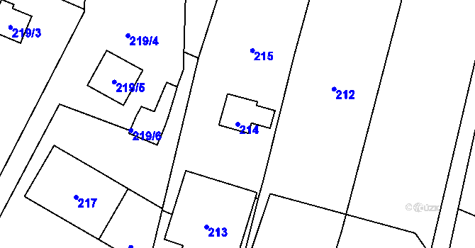 Parcela st. 214 v KÚ Lukášov, Katastrální mapa