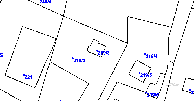 Parcela st. 219/3 v KÚ Lukášov, Katastrální mapa