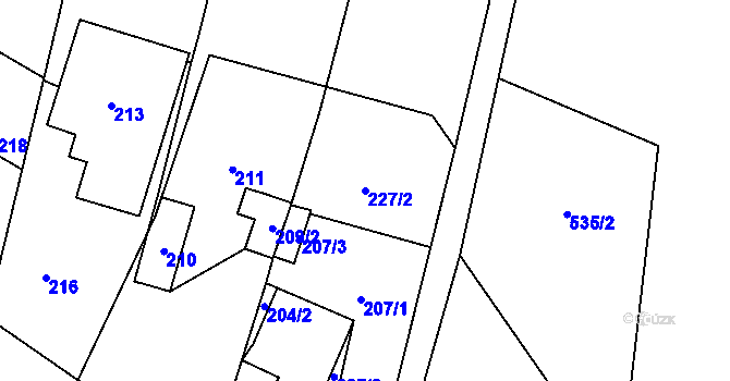 Parcela st. 227/2 v KÚ Lukášov, Katastrální mapa
