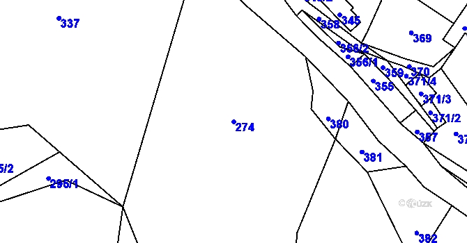 Parcela st. 274 v KÚ Lukášov, Katastrální mapa