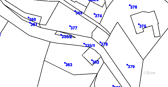 Parcela st. 335/1 v KÚ Lukášov, Katastrální mapa