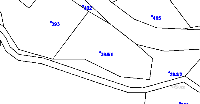 Parcela st. 394/1 v KÚ Lukášov, Katastrální mapa