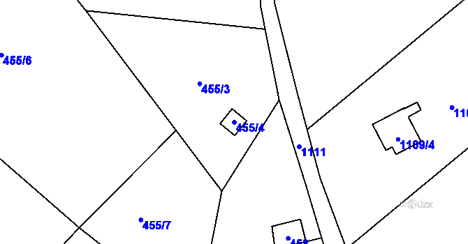 Parcela st. 455/4 v KÚ Lukášov, Katastrální mapa
