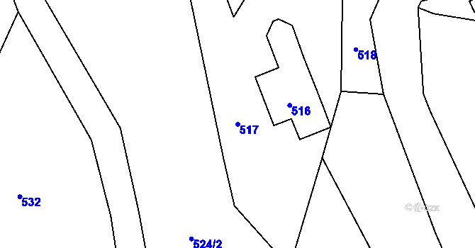 Parcela st. 517 v KÚ Lukášov, Katastrální mapa