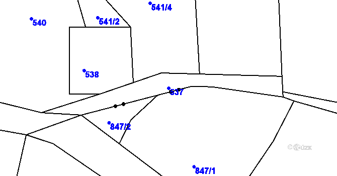 Parcela st. 537 v KÚ Lukášov, Katastrální mapa