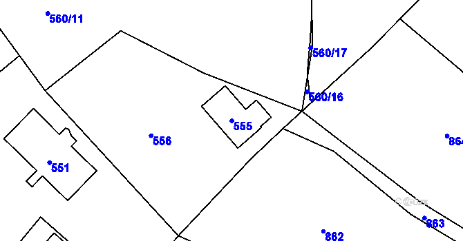 Parcela st. 555 v KÚ Lukášov, Katastrální mapa
