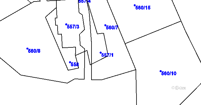 Parcela st. 557/1 v KÚ Lukášov, Katastrální mapa