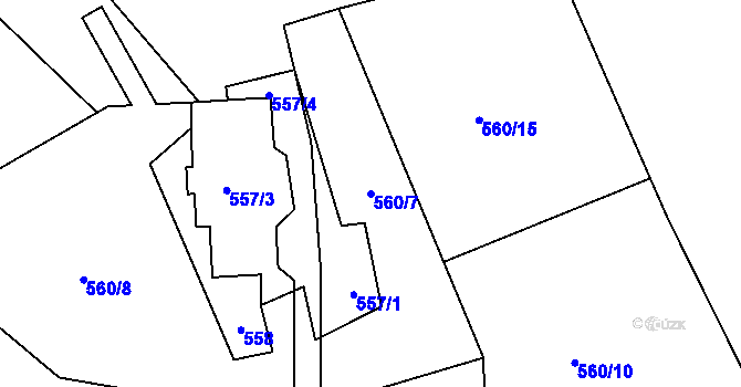 Parcela st. 560/7 v KÚ Lukášov, Katastrální mapa