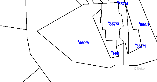 Parcela st. 560/8 v KÚ Lukášov, Katastrální mapa