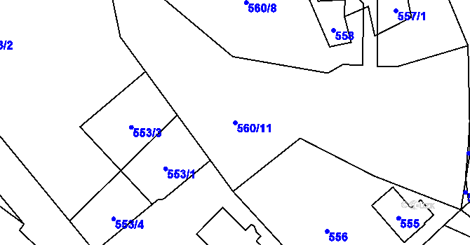 Parcela st. 560/11 v KÚ Lukášov, Katastrální mapa